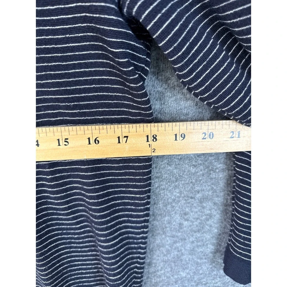 Theory Ollis Striped Crewneck Sweater Men Size M Navy White Merino Knit Pullover